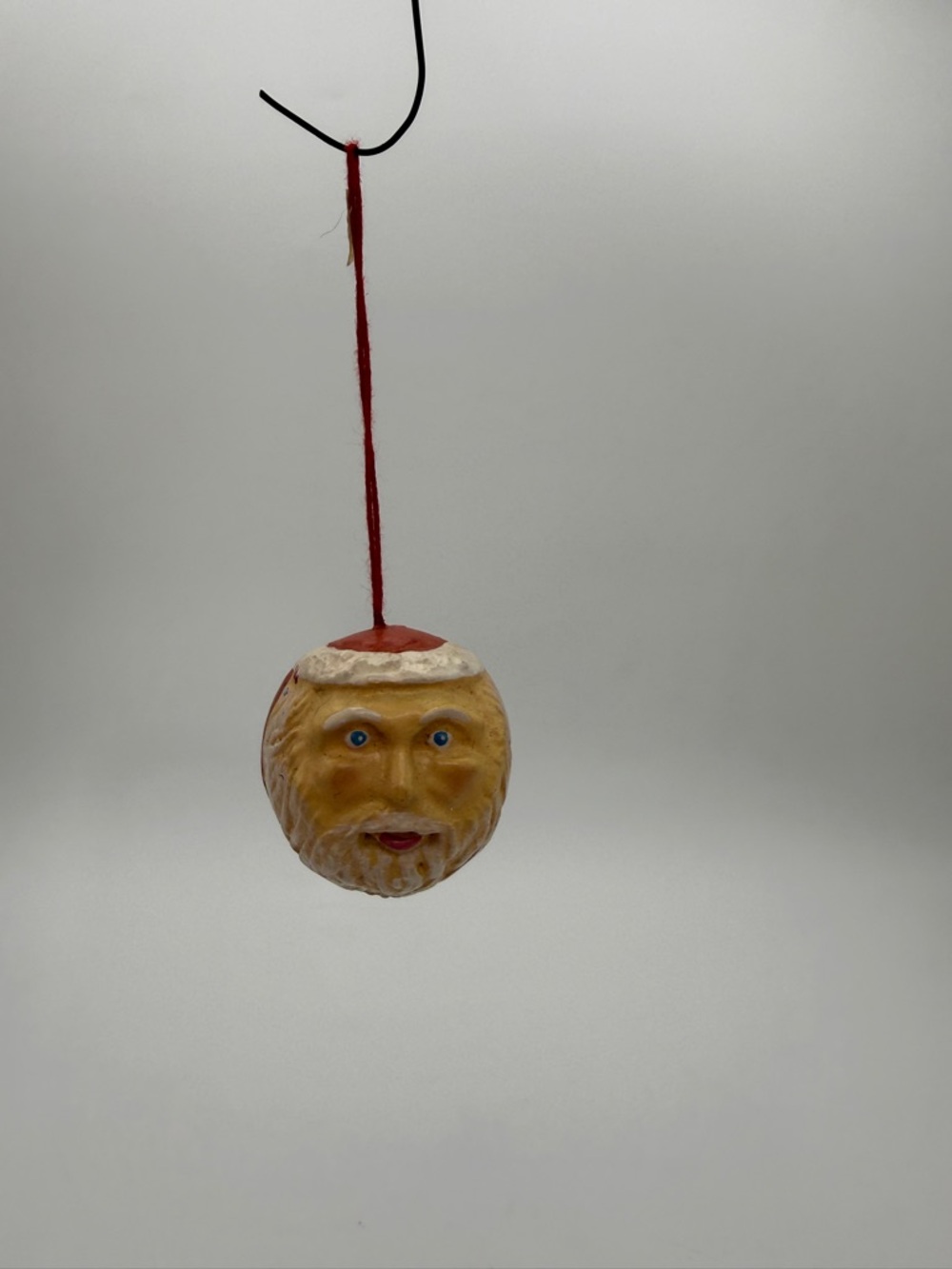 Rare Midwest Imports Folk Art Santa Claus Basketball Head Hand painted Vintage